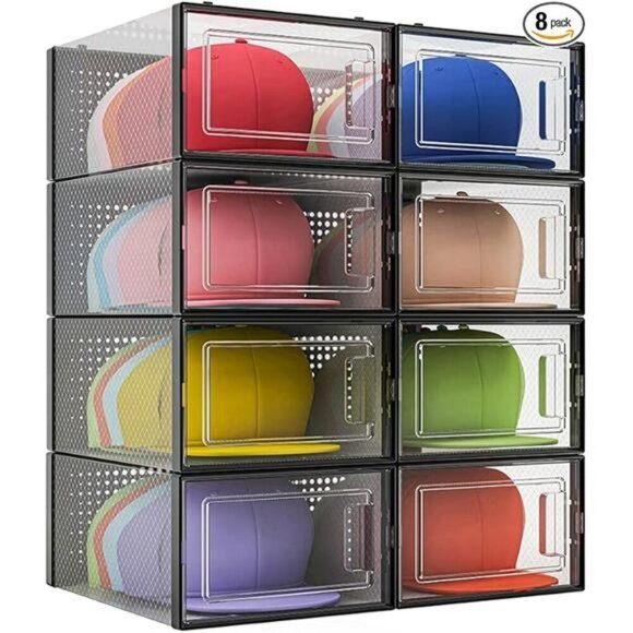 Baseball Cap Organizer Stackable Hat Storage Display Box Set Closet Holder - Picture 7 of 7